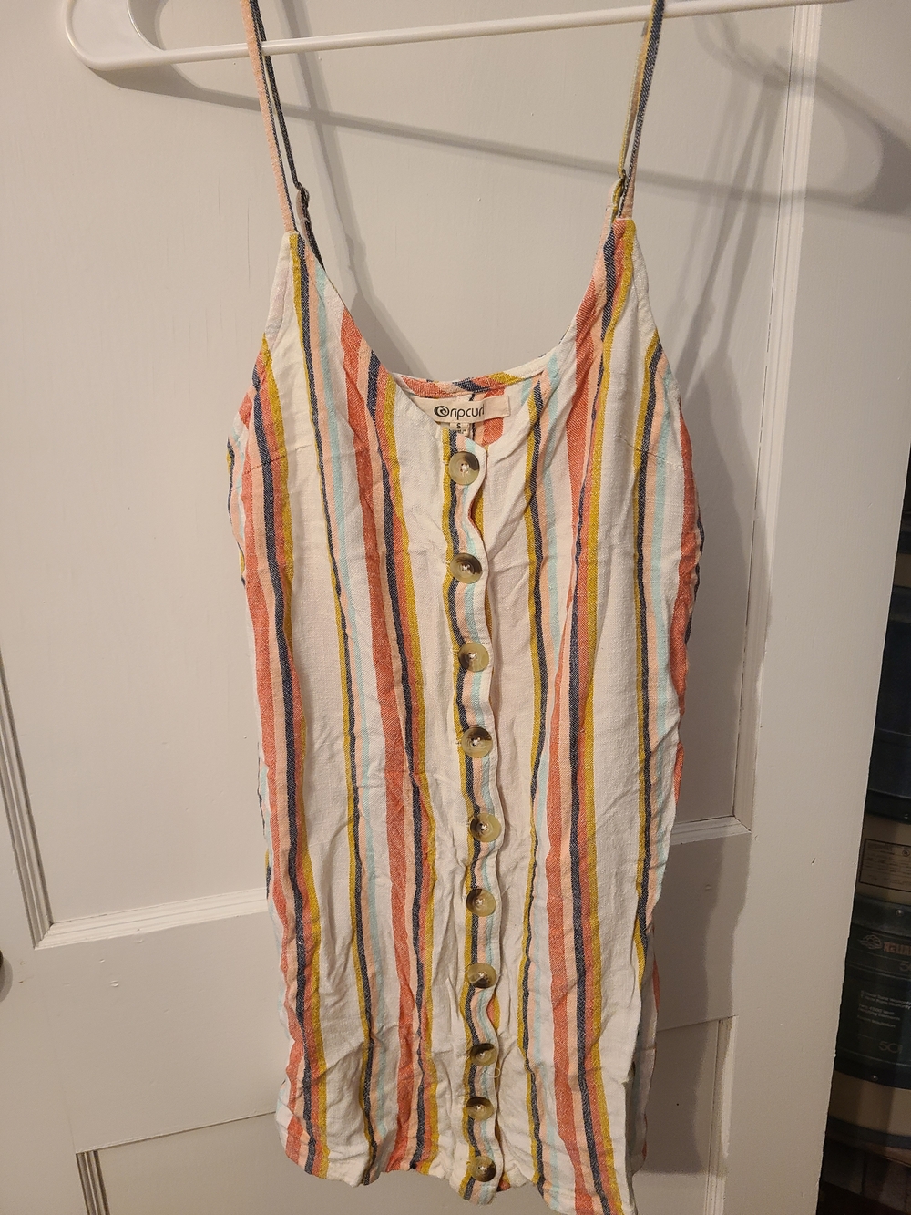 Rip Curl Women's White Multi-Stripe Button-Front Sundress